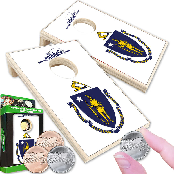 Massachusetts State Flag Coinhole® Tabletop Game Set