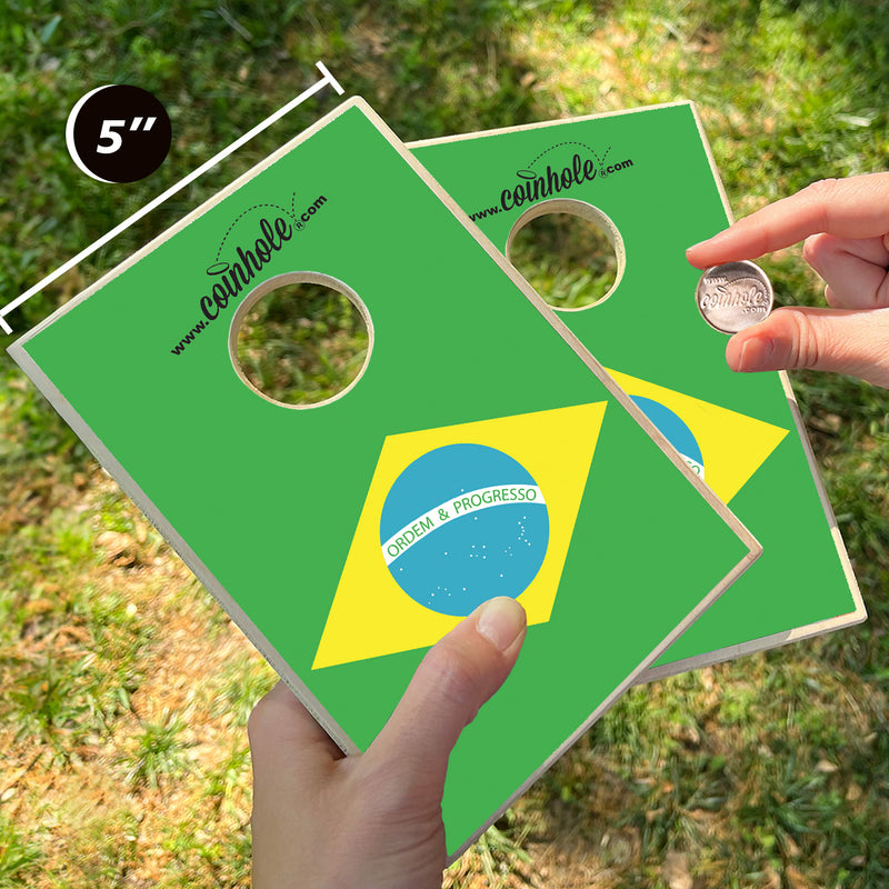 Brazil Flag Coinhole® Tabletop Game Set