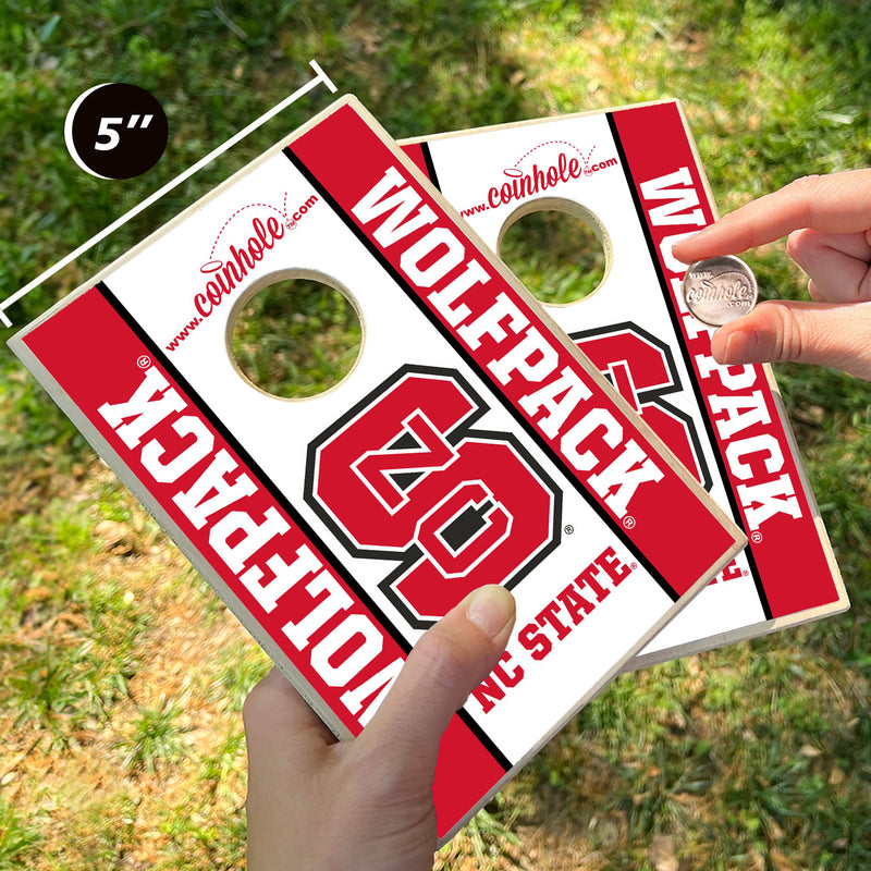 NC State Wolfpack S White Coinhole® Tabletop Game Set