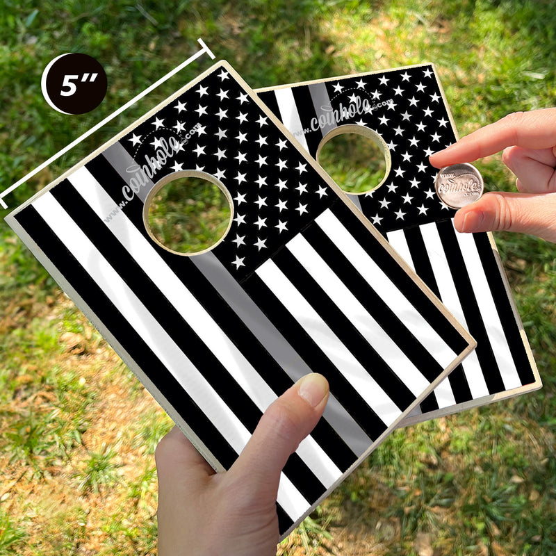 Thin Silver Line Flag Coinhole® Game Set