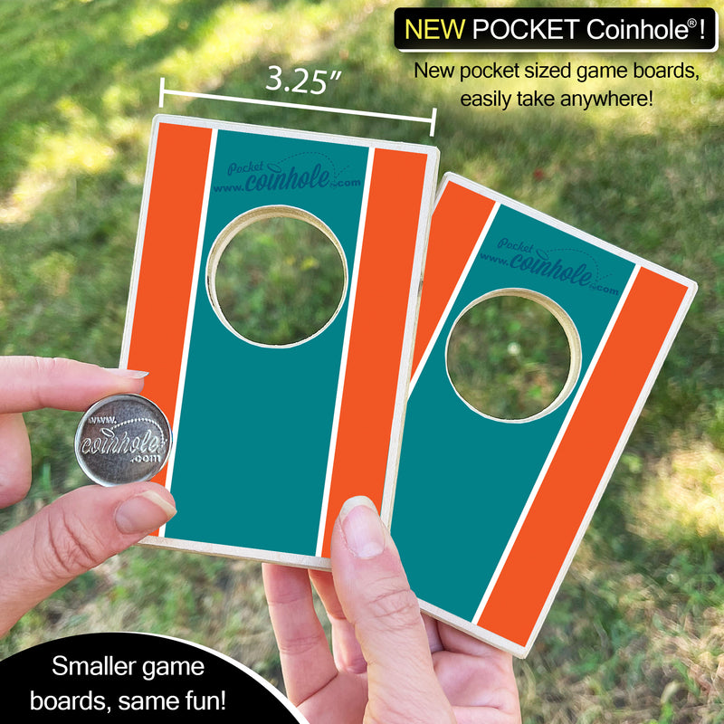 Aqua, Orange, and Blue POCKET Coinhole®