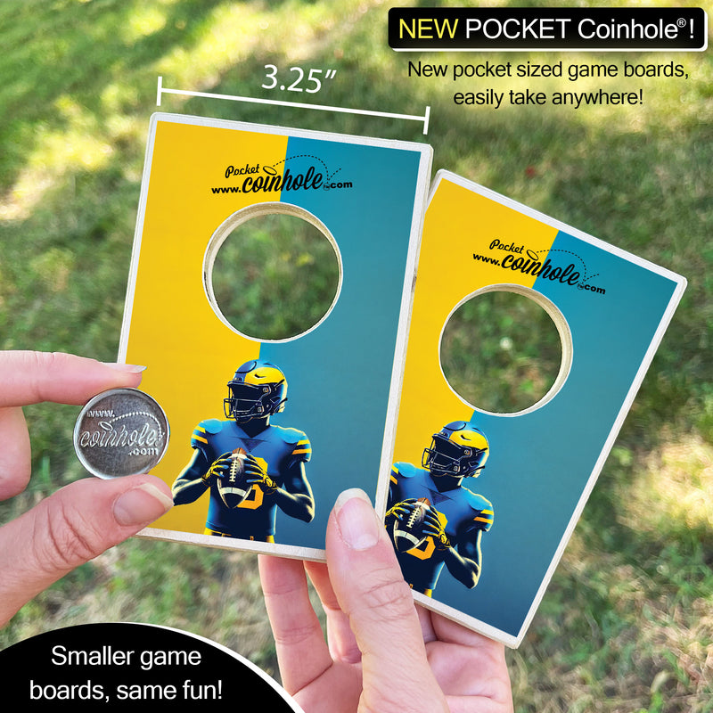 Blue & Yellow Football Player POCKET Coinhole®