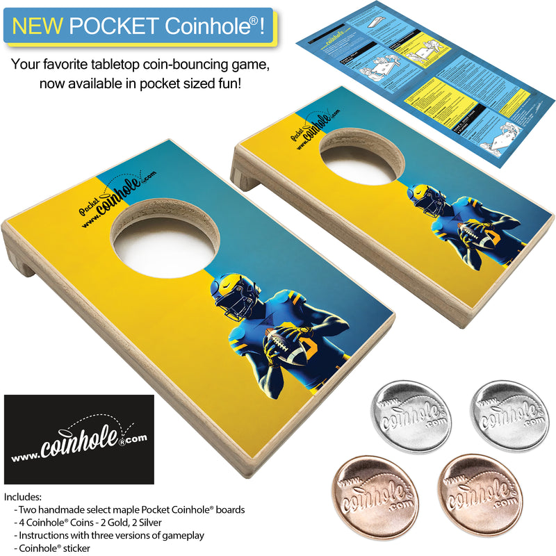 Blue & Yellow Football Player POCKET Coinhole®