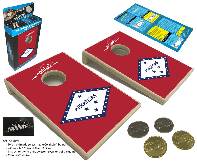 Arkansas State Flag Coinhole® Tabletop Game Set