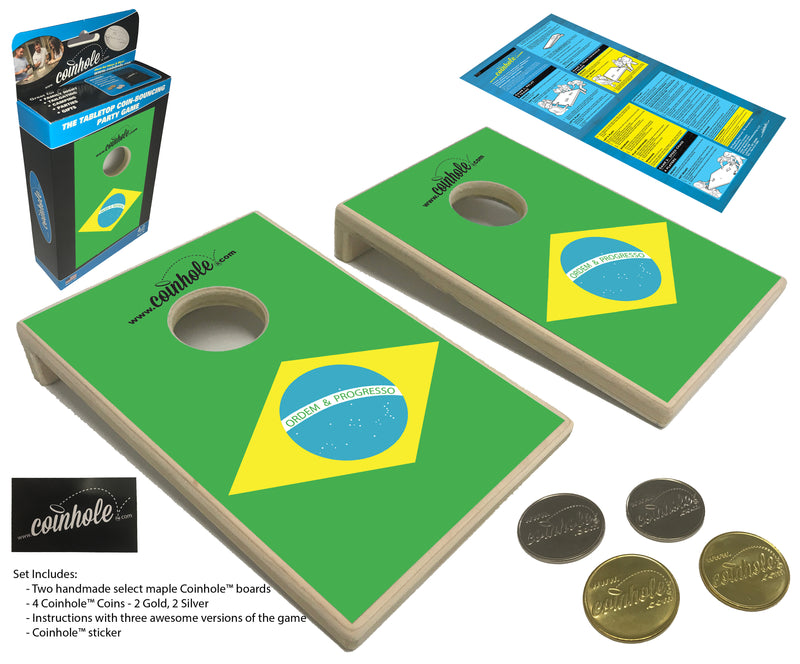 Brazil Flag Coinhole® Tabletop Game Set