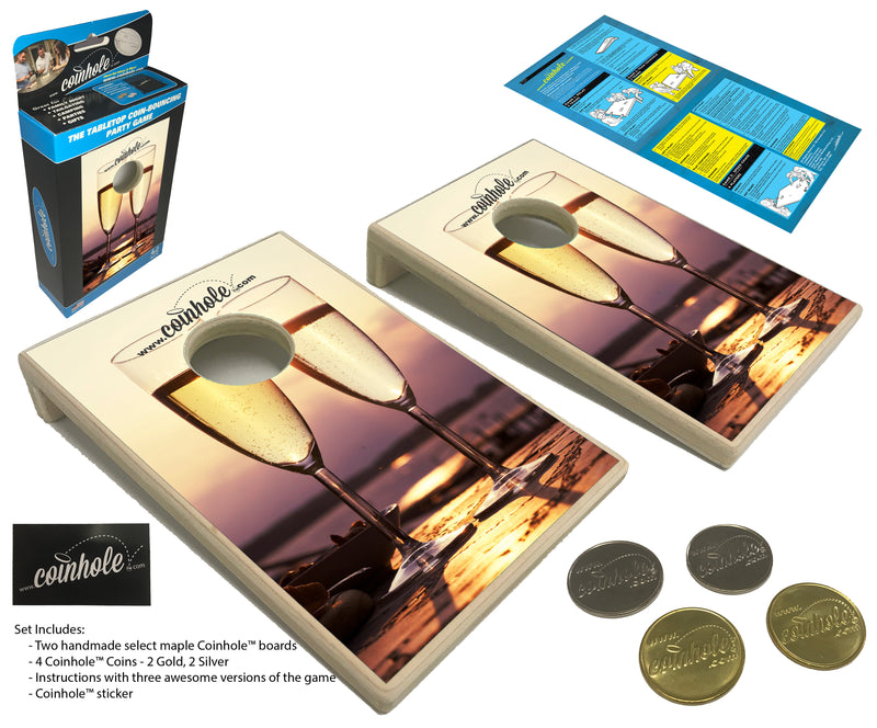 Champagne Coinhole® Tabletop Game Set