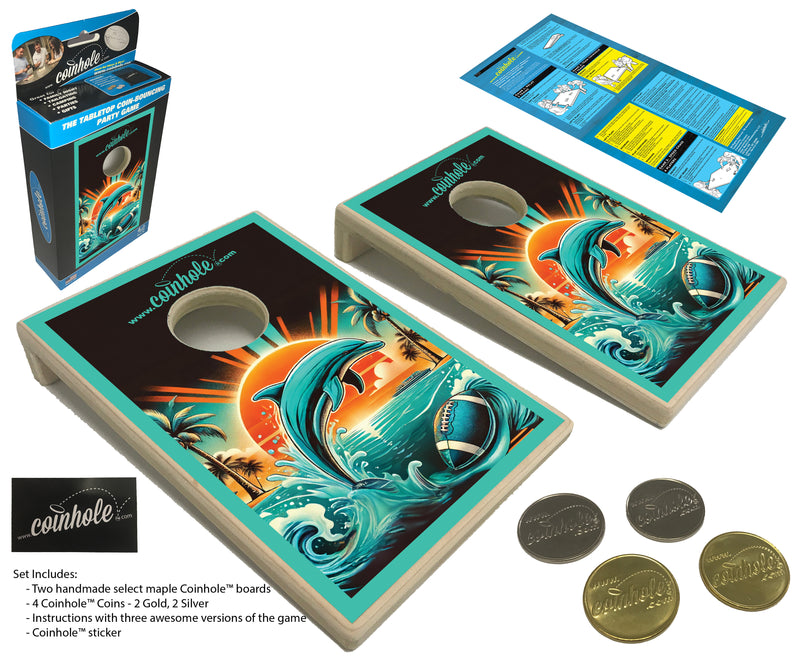 Dolphin Football Coinhole® Tabletop Game Set