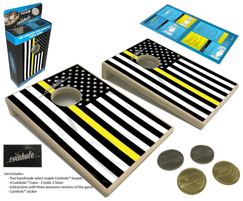 Yellow/Gold Thin Line Flag Coinhole® Tabletop Game Set