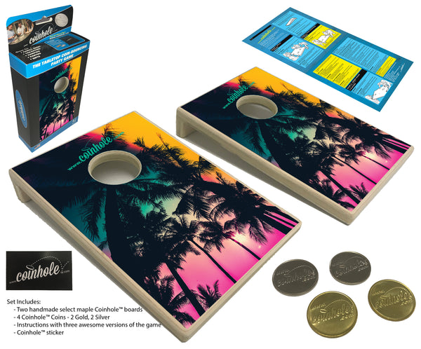 Rainbow Palm Tree Coinhole® Tabletop Game Set