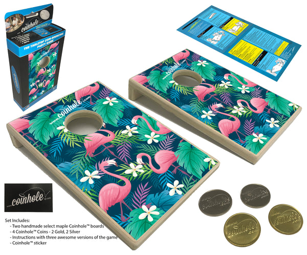 Tropical Flamingo Coinhole® Tabletop Game Set