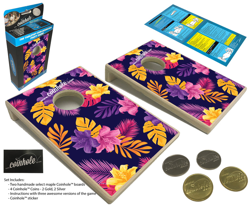 Tropical Flowers Coinhole® Tabletop Game Set