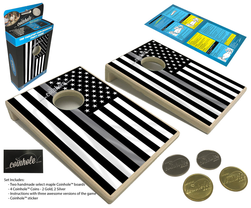 Thin Silver Line Flag Coinhole® Game Set