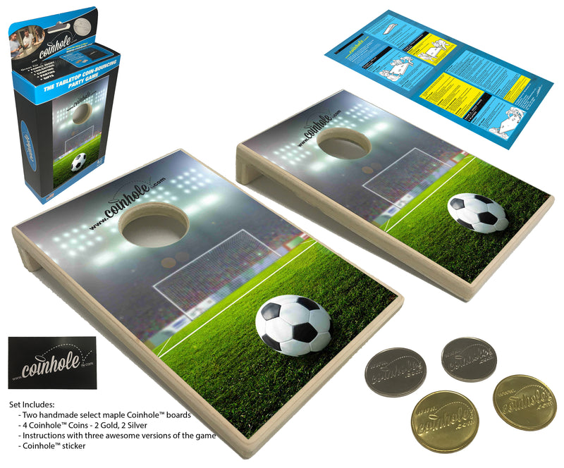 Soccer Ball Coinhole® Tabletop Game Set