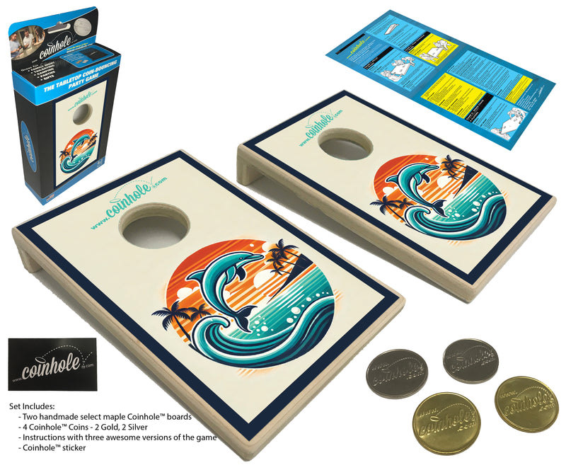 Sunset Dolphin Coinhole® Tabletop Game Set