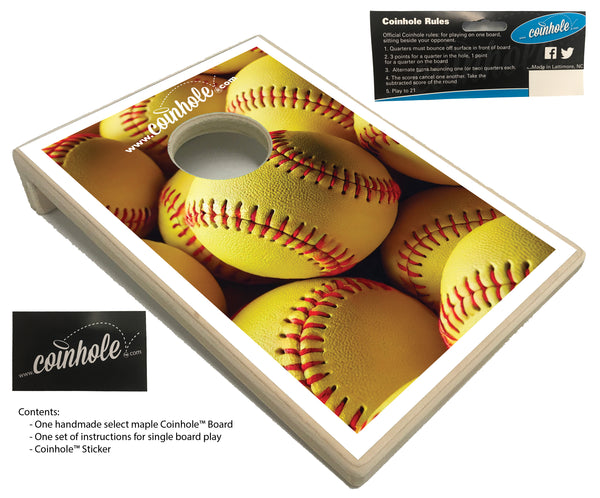 Yellow Softball Balls Coinhole® Single Board