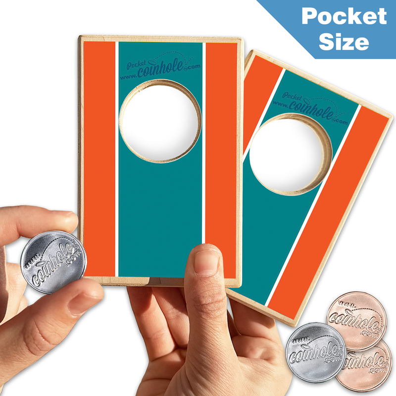 Aqua, Orange, and Blue POCKET Coinhole®