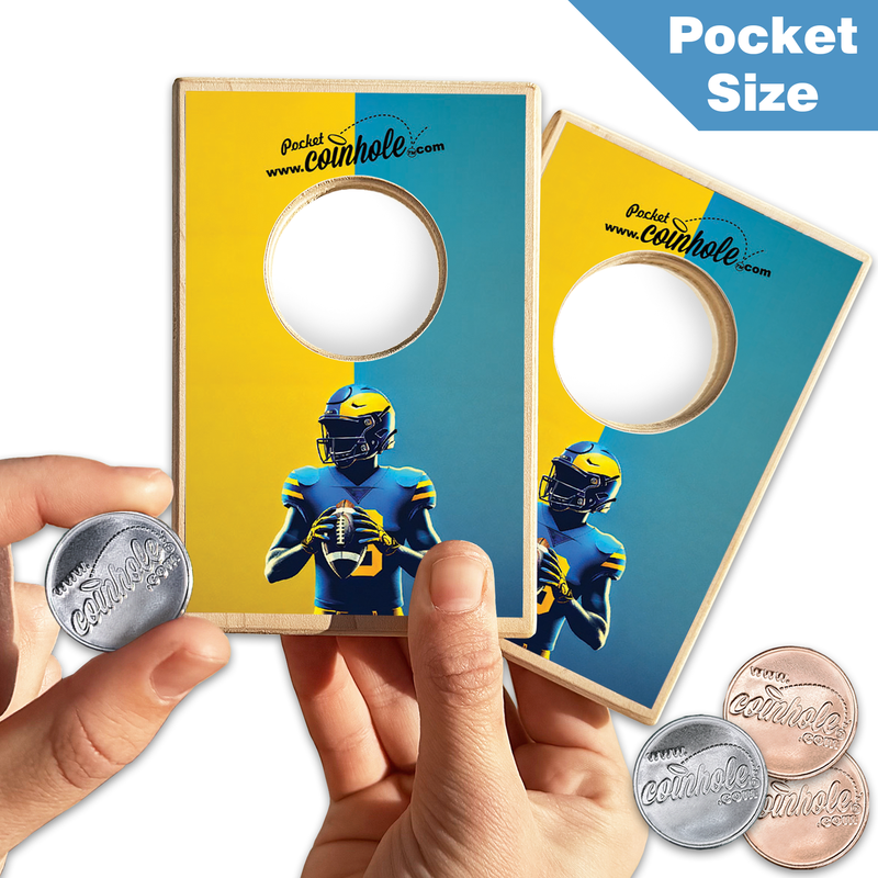 Blue & Yellow Football Player POCKET Coinhole®